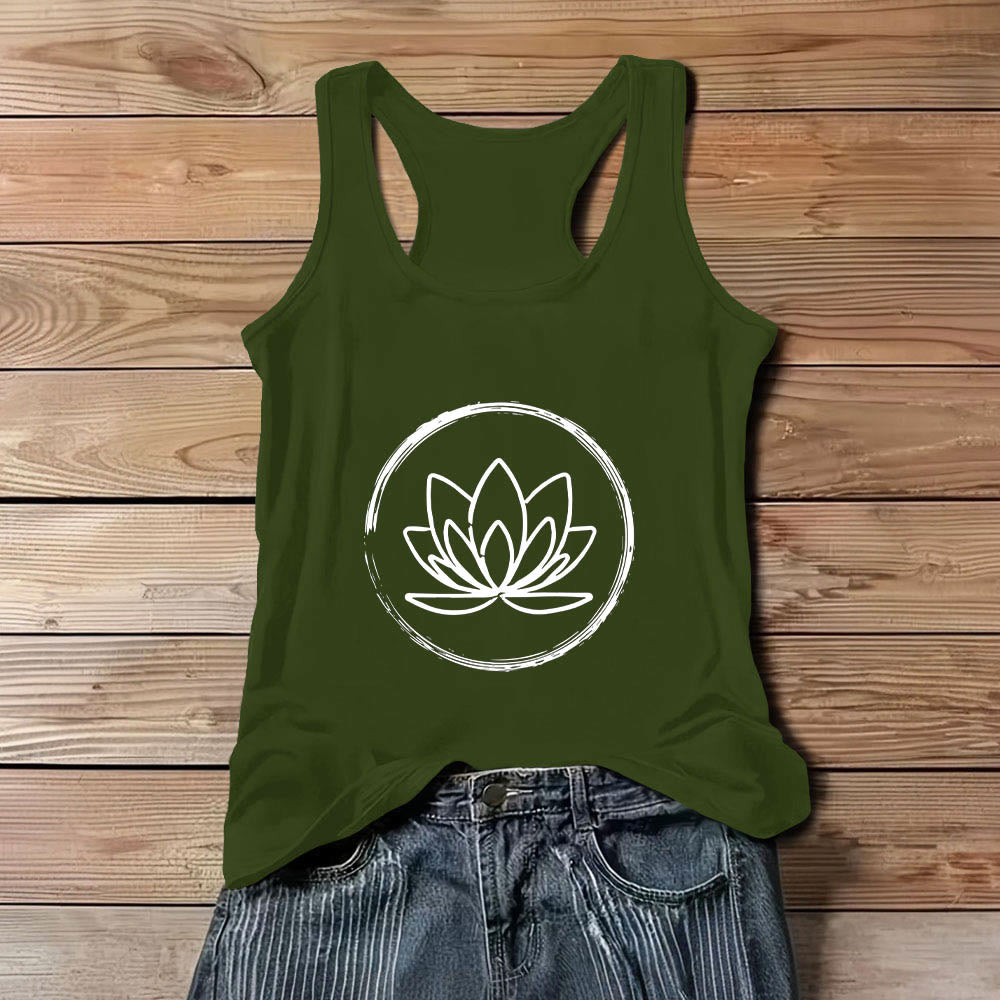 Olivenorma Lotusblumen Friedliches spirituelles Tank Top - Grün - 3XL - image 12