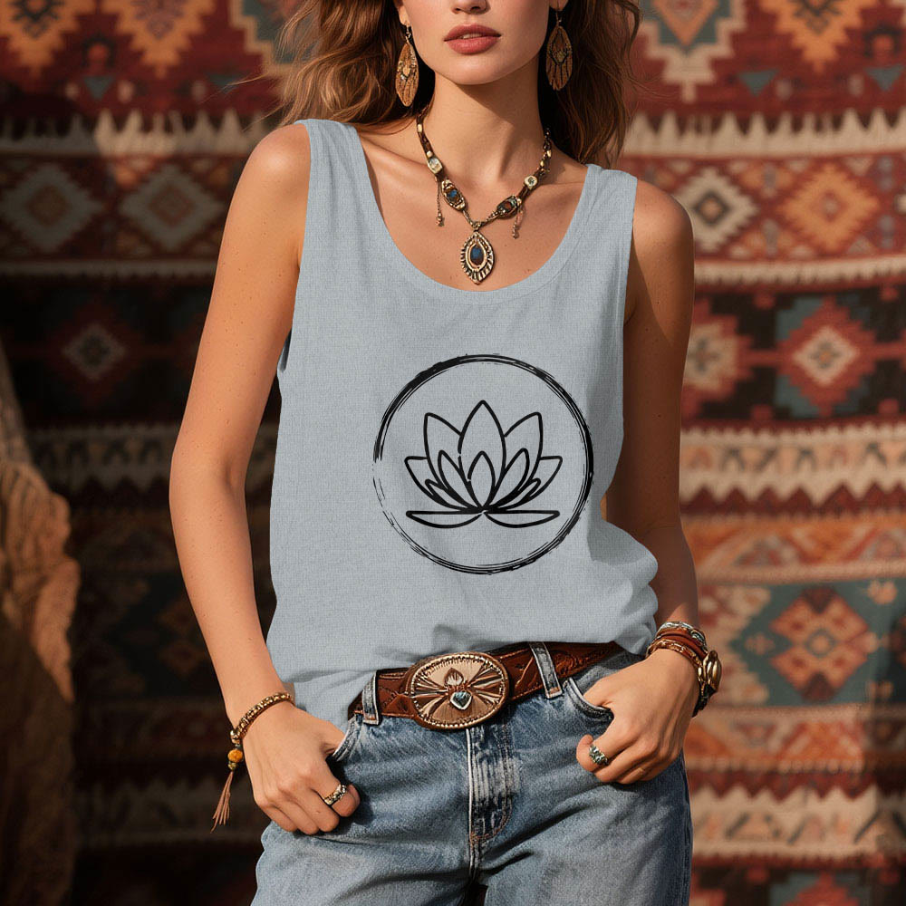Olivenorma Lotusblumen Friedliches spirituelles Tank Top - image 11