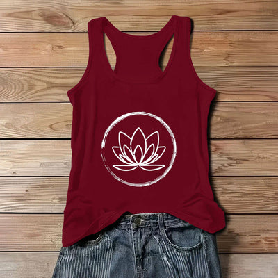 Olivenorma Lotusblumen Friedliches spirituelles Tank Top - Rot - 3XL - image 1