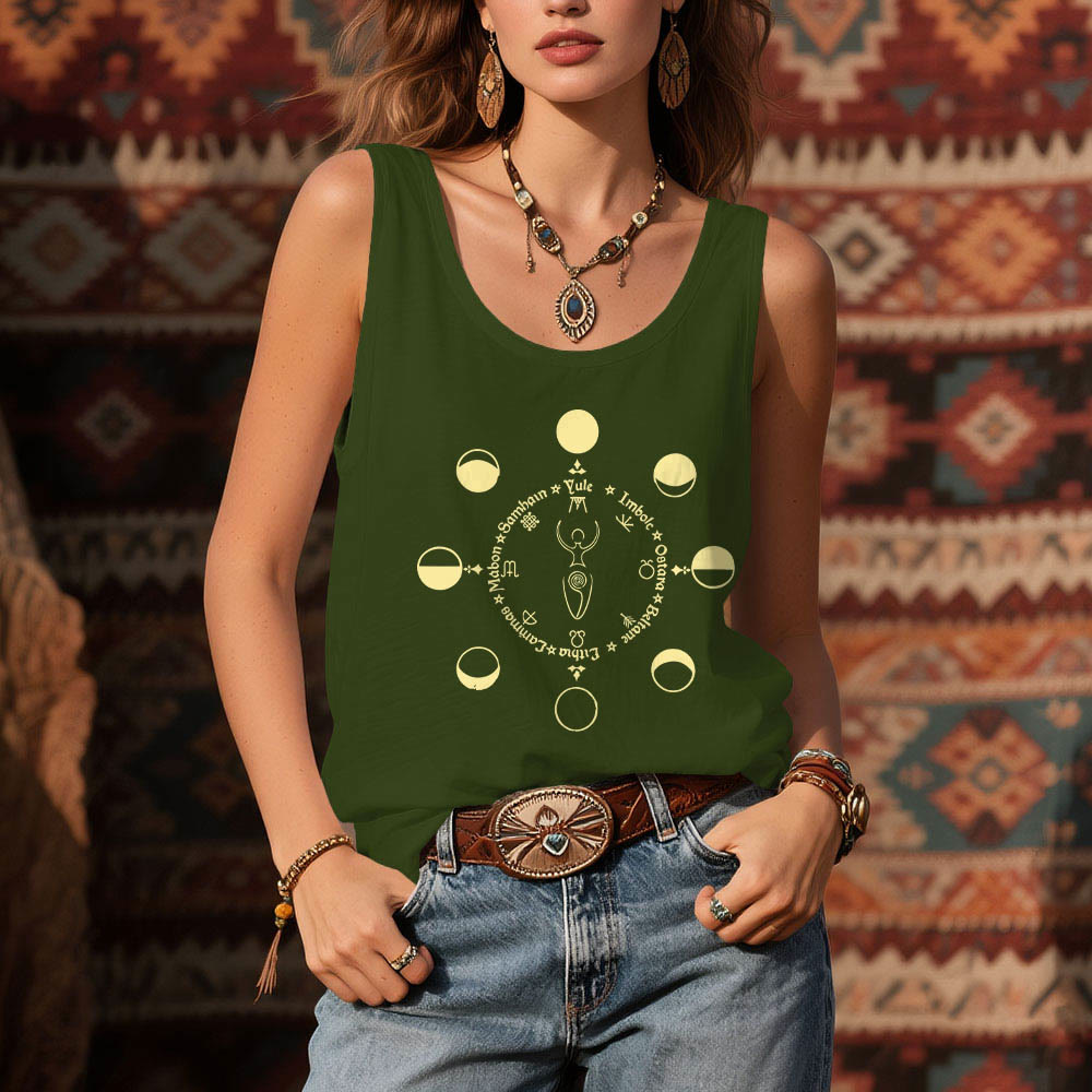 Olivenorma Rad des Jahres Mondphasen Göttin Weibliche Kraft Tank Top - image 12
