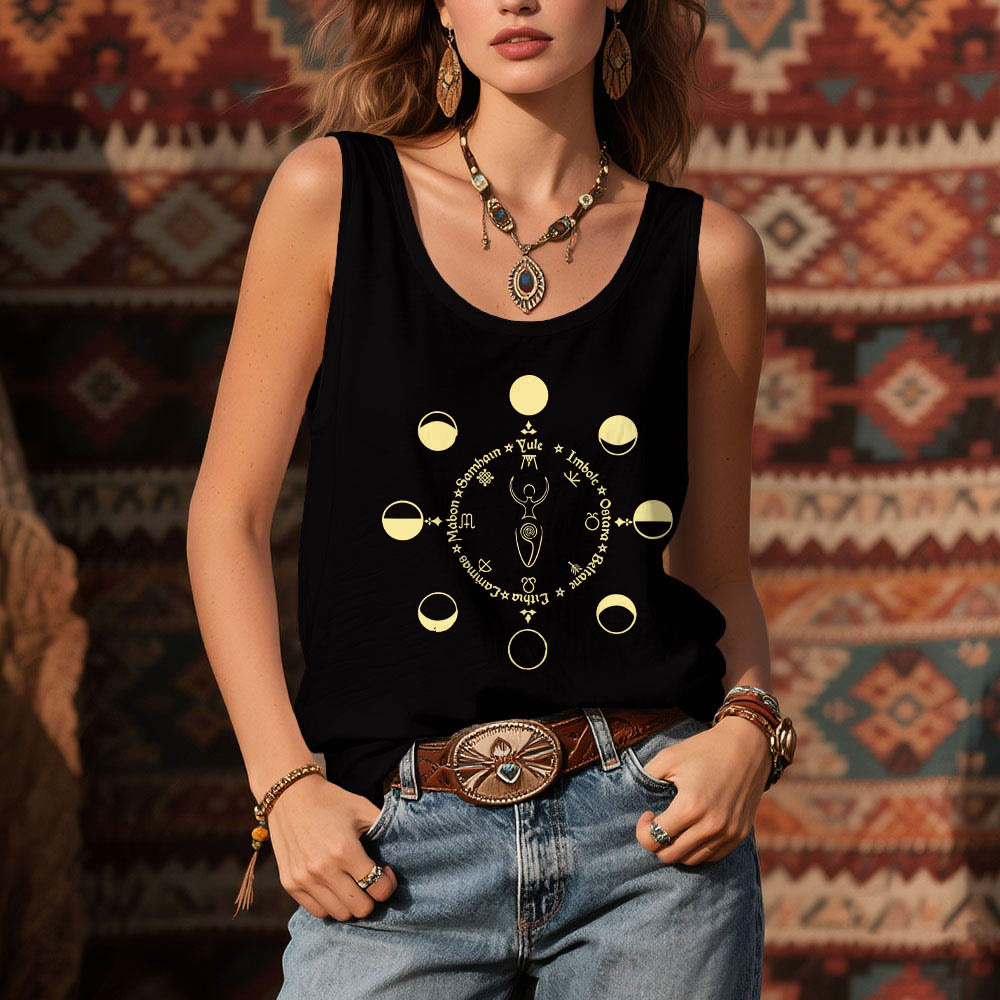 Olivenorma Rad des Jahres Mondphasen Göttin Weibliche Kraft Tank Top - image 2