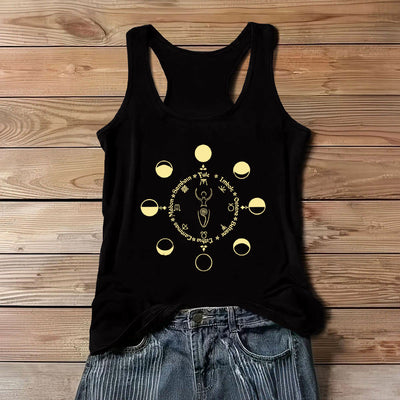 Olivenorma Rad des Jahres Mondphasen Göttin Weibliche Kraft Tank Top - Schwarz - 3XL - image 1