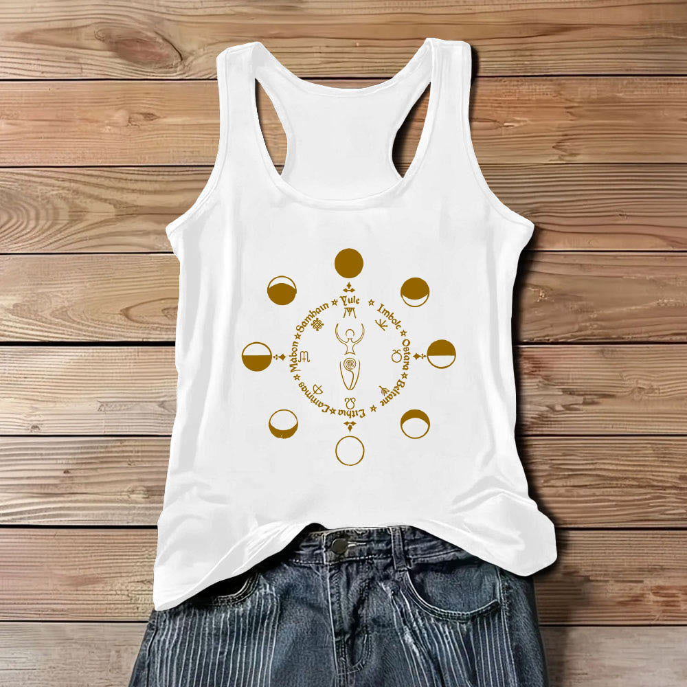 Olivenorma Rad des Jahres Mondphasen Göttin Weibliche Kraft Tank Top - Weiß - 3XL - image 5