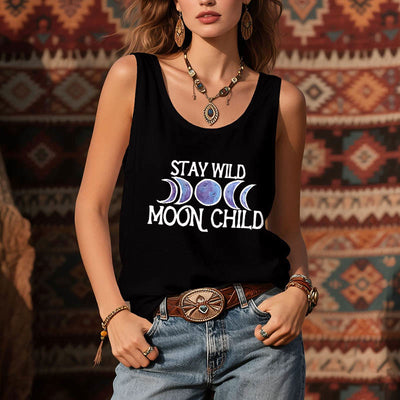Olivenorma "STAY WILD, MOON CHILD" Mondphasen-T-Shirt mit weichem spirituellem Tank - image 7