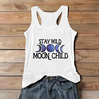 Olivenorma "STAY WILD, MOON CHILD" Mondphasen-T-Shirt mit weichem spirituellem Tank - image 1