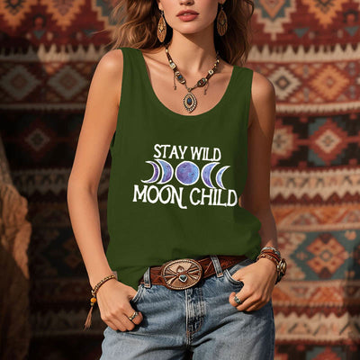 Olivenorma "STAY WILD, MOON CHILD" Mondphasen-T-Shirt mit weichem spirituellem Tank - image 13