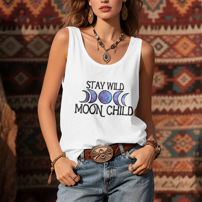 Olivenorma "STAY WILD, MOON CHILD" Mondphasen-T-Shirt mit weichem spirituellem Tank - image 2