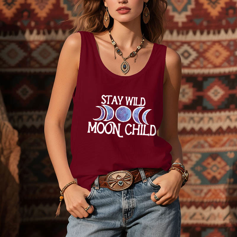 Olivenorma "STAY WILD, MOON CHILD" Mondphasen-T-Shirt mit weichem spirituellem Tank - image 11
