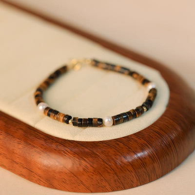 Olivenorma Armband mit Perlen aus natürlichem Rhodochrosit „Attract Love“ - Tigerauge - image 17