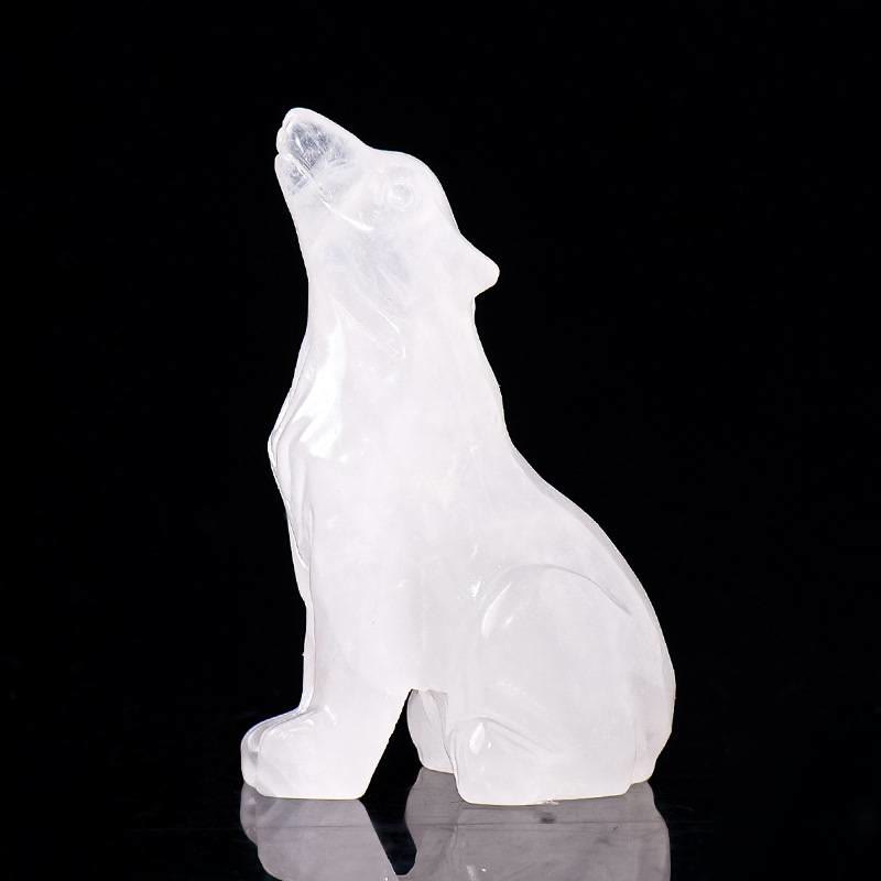 Olivenorma Naturkristall Kleiner Wolf Junge Edelstein-Dekoration 