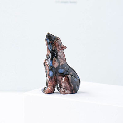 Olivenorma Naturkristall Kleiner Wolf Junge Edelstein-Dekoration 