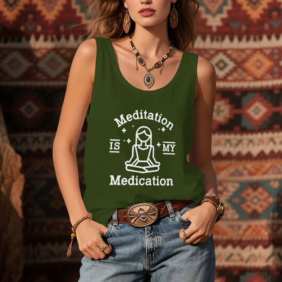 Olivenorma Yoga-T-Shirt „MEDITATION IST MEINE MEDIZIN“ - image 12