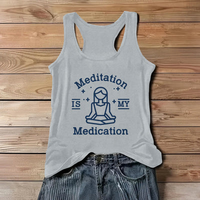 Olivenorma Yoga-T-Shirt „MEDITATION IST MEINE MEDIZIN“ - Grau - 3XL - image 7