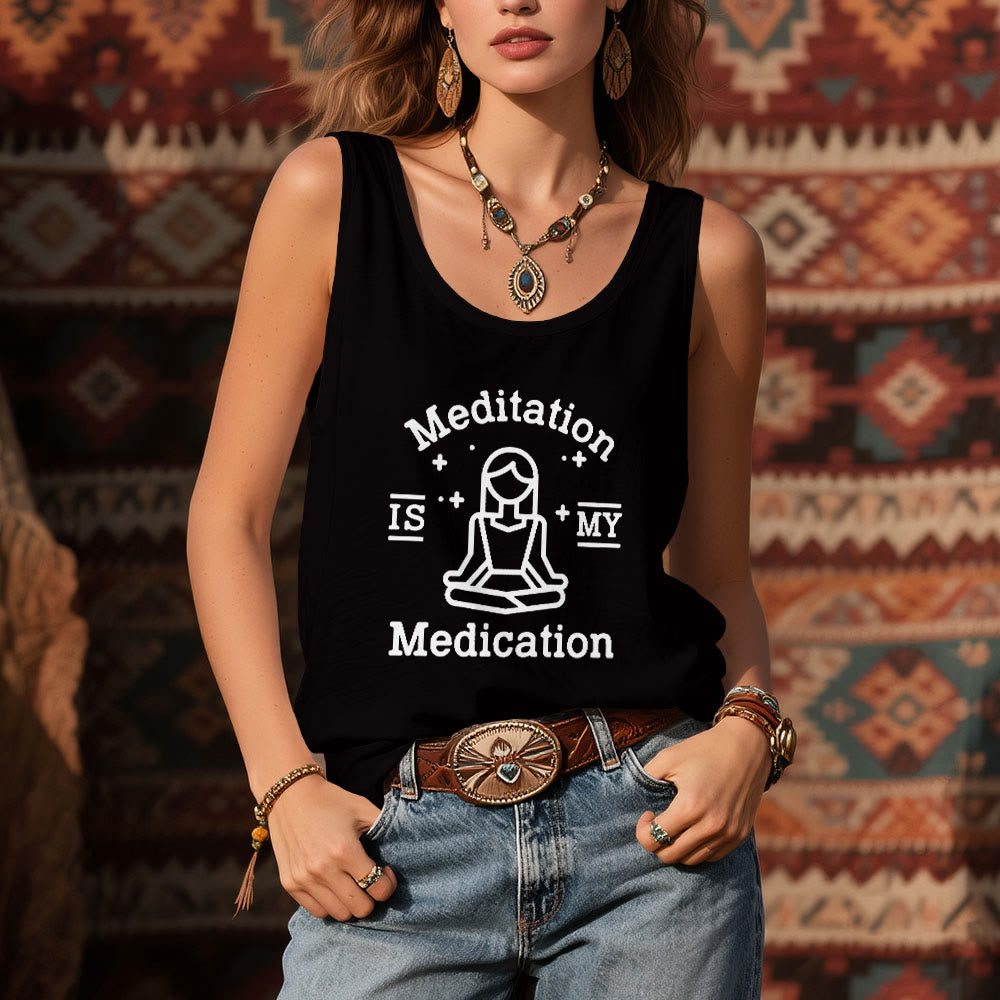 Olivenorma Yoga-T-Shirt „MEDITATION IST MEINE MEDIZIN“ - image 2