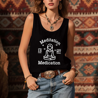 Olivenorma Yoga-T-Shirt „MEDITATION IST MEINE MEDIZIN“ - image 2