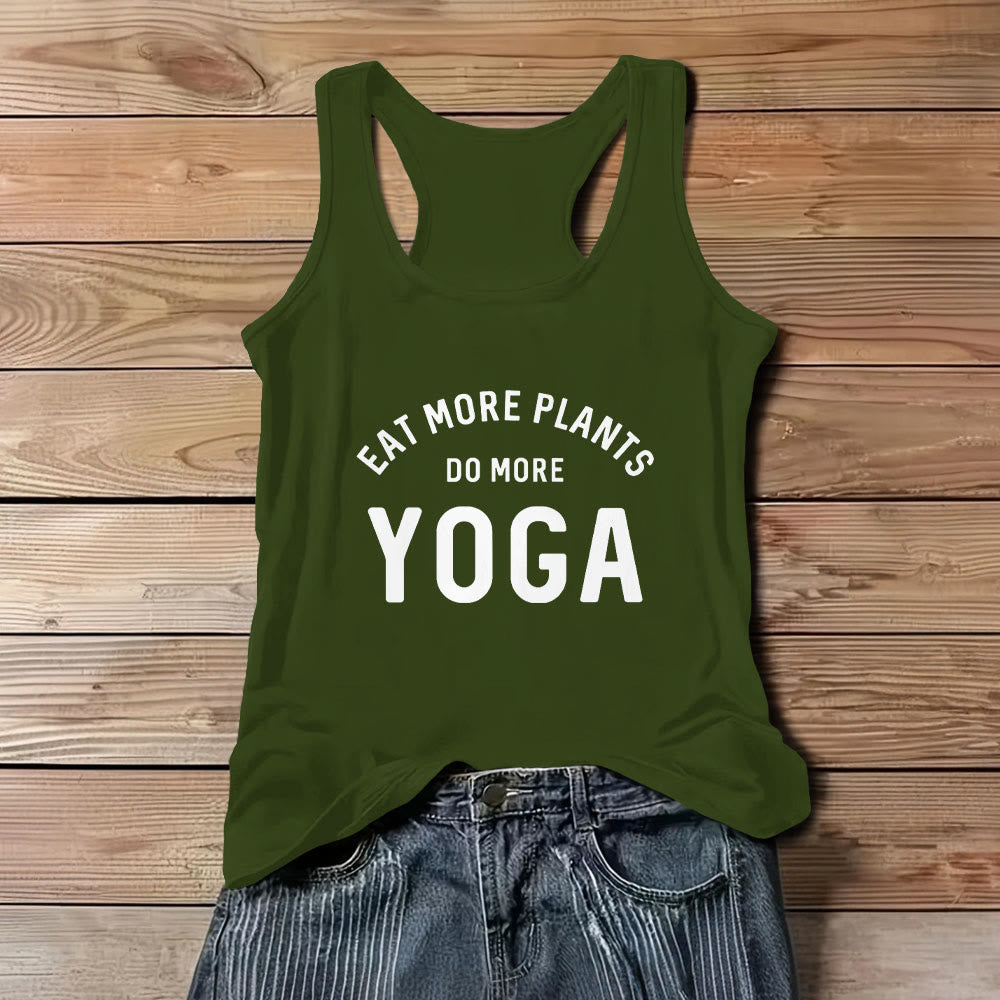 Olivenorma "EAT MORE PLANTS, DO MORE YOGA" Ärmelloses T-Shirt Tank - Grün - 3XL - image 11