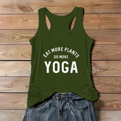 Olivenorma "EAT MORE PLANTS, DO MORE YOGA" Ärmelloses T-Shirt Tank - Grün - 3XL - image 11