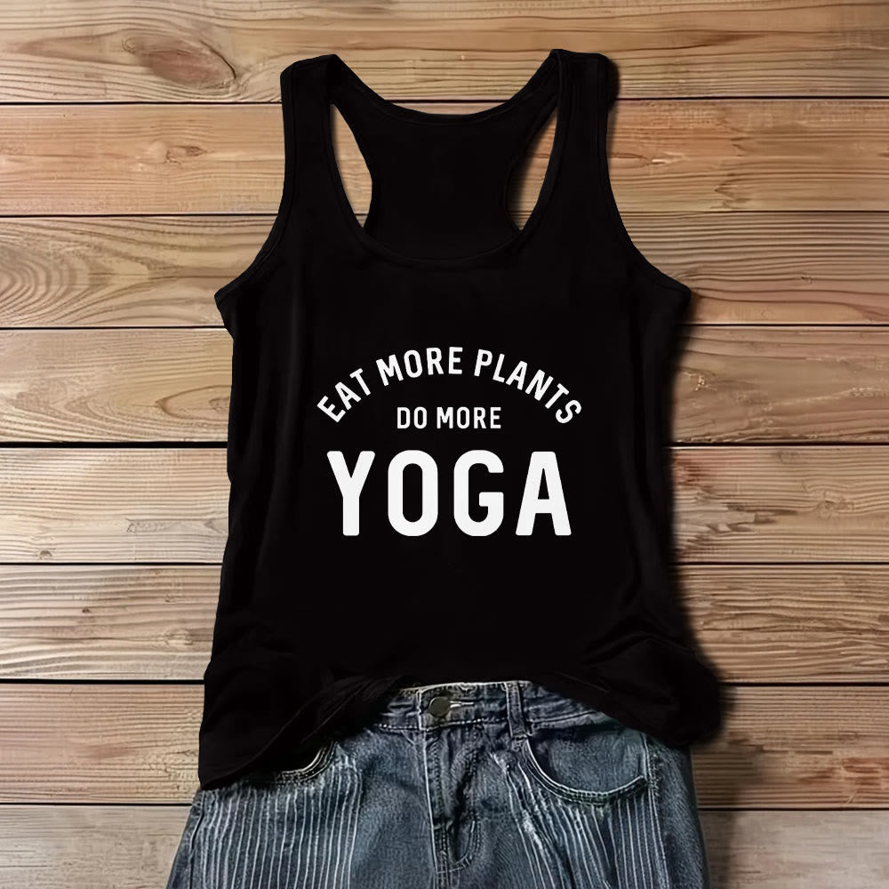 Olivenorma "EAT MORE PLANTS, DO MORE YOGA" Ärmelloses T-Shirt Tank - Schwarz - 3XL - image 5