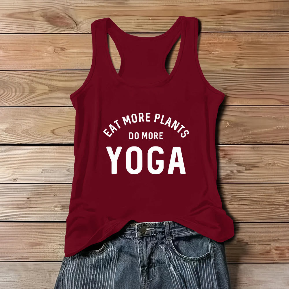 Olivenorma "EAT MORE PLANTS, DO MORE YOGA" Ärmelloses T-Shirt Tank - Rot - 3XL - image 1