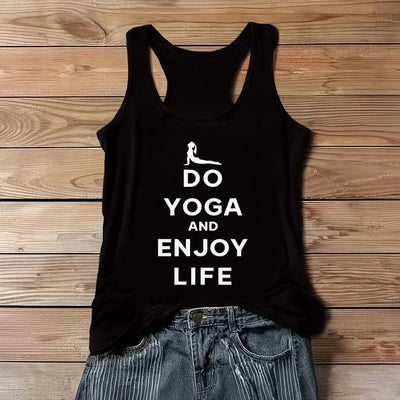 Olivenorma "DO YOGA AND ENJOY LIFE" Spirituelles T-Shirt, weiches, ärmelloses Damen-Tanktop - Schwarz - 3XL - image 5