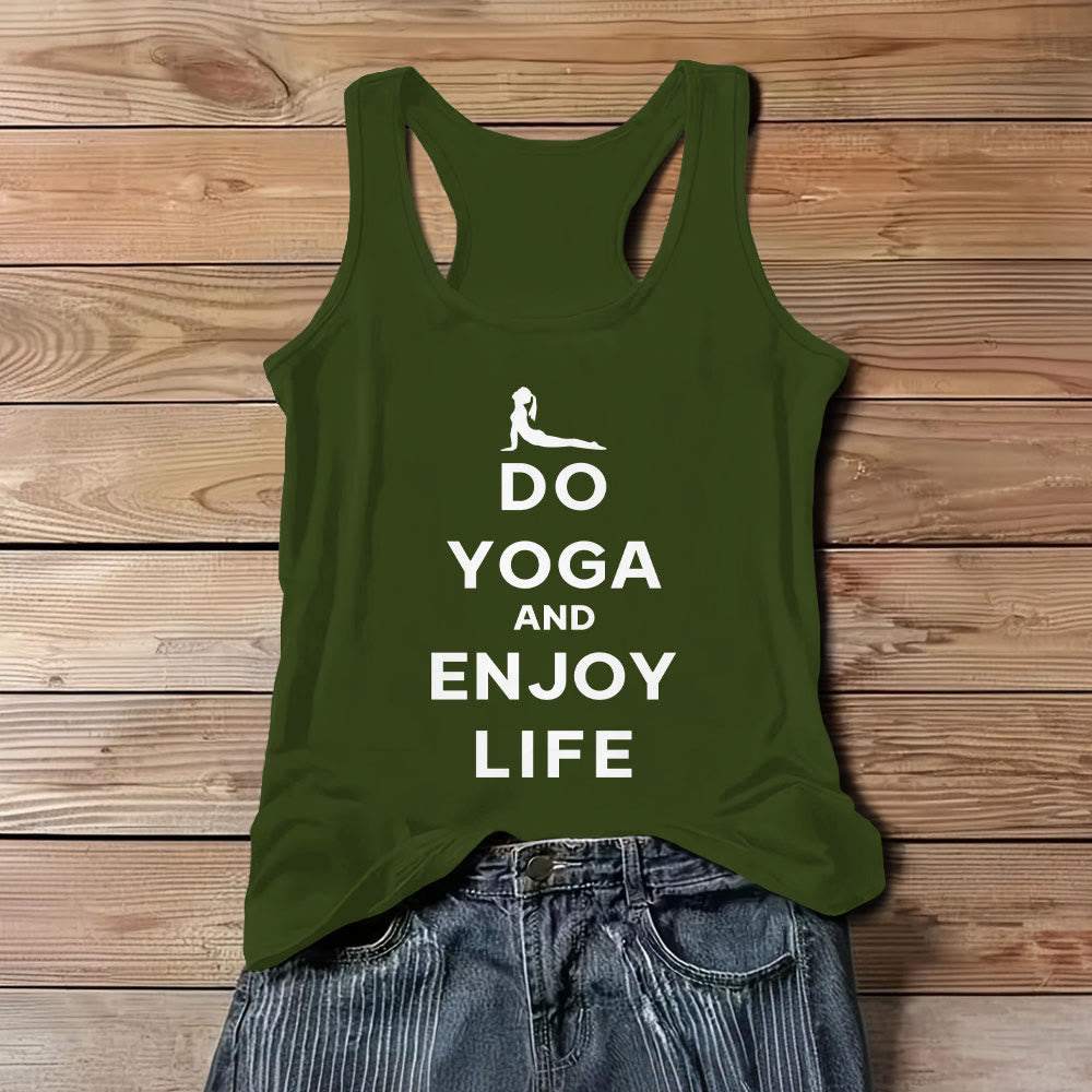 Olivenorma "DO YOGA AND ENJOY LIFE" Spirituelles T-Shirt, weiches, ärmelloses Damen-Tanktop - Grün - 3XL - image 1