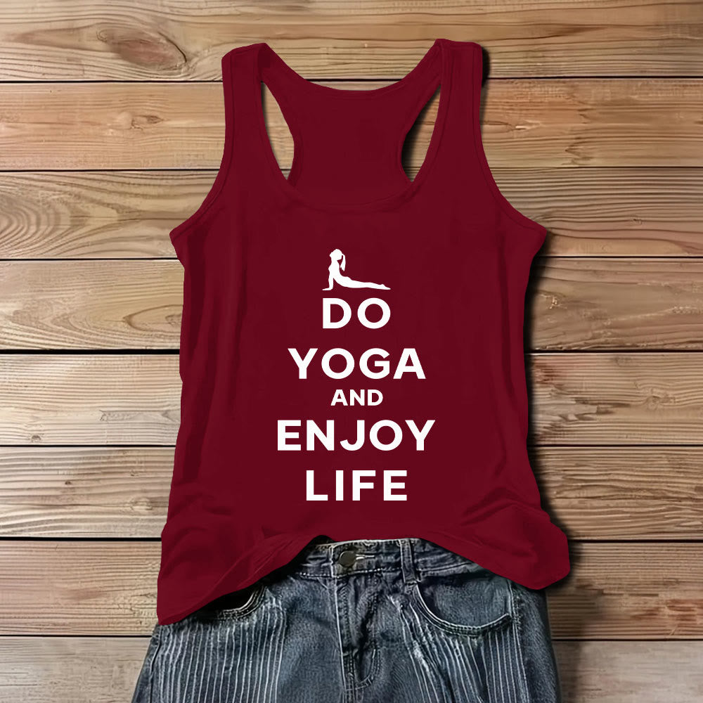 Olivenorma "DO YOGA AND ENJOY LIFE" Spirituelles T-Shirt, weiches, ärmelloses Damen-Tanktop - Rot - 3XL - image 11