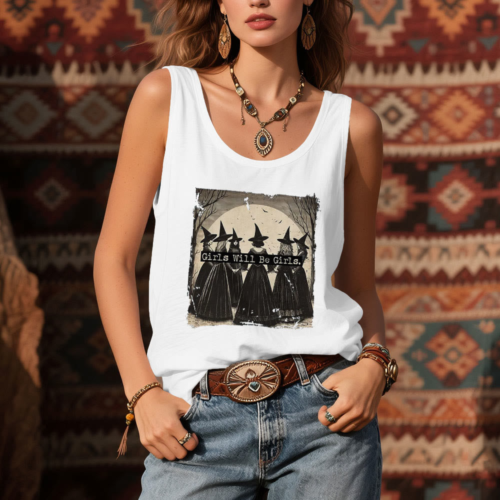 Olivenorma "GIRLS WILL HELP GIRLS" Mädchen Power Hexen Spirituelles ärmelloses T-Shirt - image 8