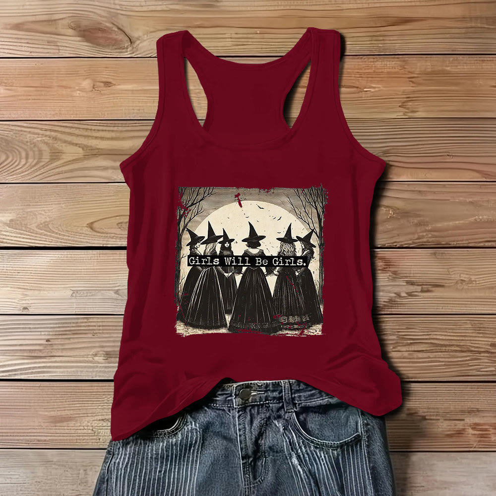 Olivenorma "GIRLS WILL HELP GIRLS" Mädchen Power Hexen Spirituelles ärmelloses T-Shirt - Rot - 3XL - image 1