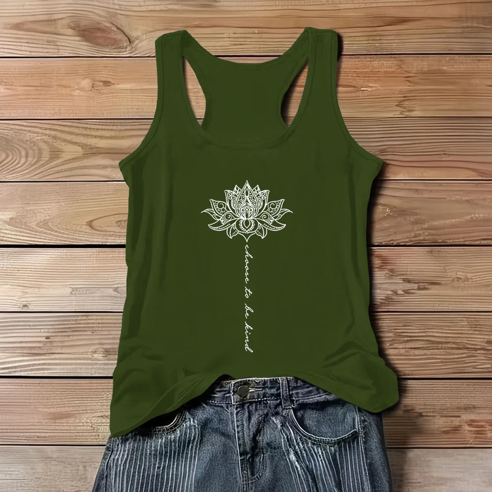 Olivenorma "Choose to Be Kind" Lotus Peaceful Spiritual Tee Ärmelloses T-Shirt - Grün - 3XL - image 1