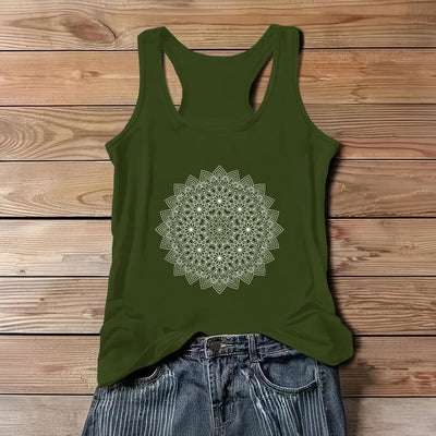 Olivenorma Mandala Blumendruck T-Shirts für Damen Grafik Tank Top  - Grün - 3XL - image 11
