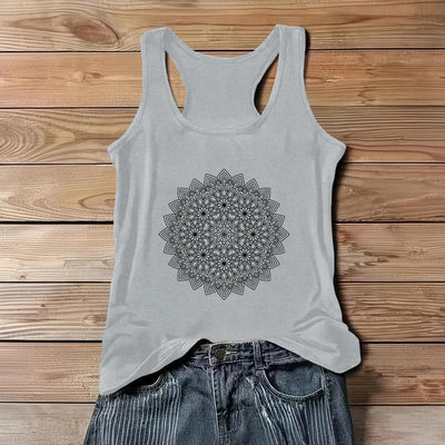 Olivenorma Mandala Blumendruck T-Shirts für Damen Grafik Tank Top  - Grau - 3XL - image 7