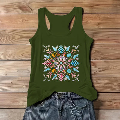 Olivenorma Bunte Mandala-Blumen-Sommer-T-Shirts für Frauen, spirituelles Tanktop - Grün - 3XL - image 11