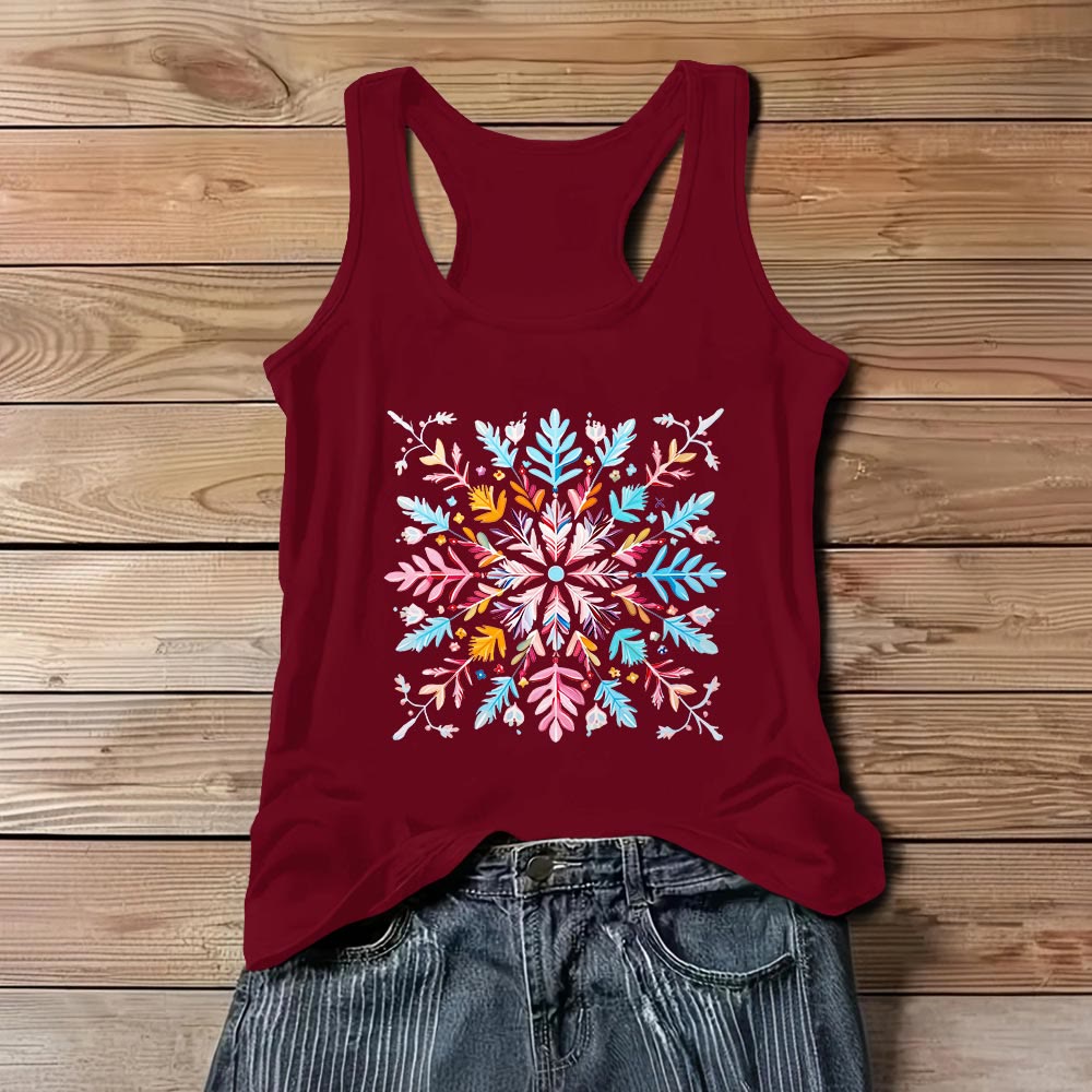 Olivenorma Bunte Mandala-Blumen-Sommer-T-Shirts für Frauen, spirituelles Tanktop - Rot - 3XL - image 9