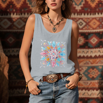 Olivenorma Bunte Mandala-Blumen-Sommer-T-Shirts für Frauen, spirituelles Tanktop - image 8