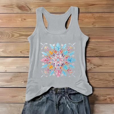 Olivenorma Bunte Mandala-Blumen-Sommer-T-Shirts für Frauen, spirituelles Tanktop - Grau - 3XL - image 7
