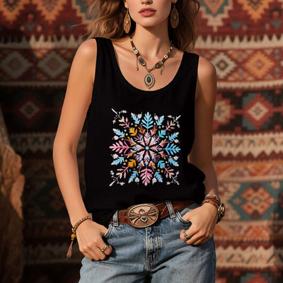 Olivenorma Bunte Mandala-Blumen-Sommer-T-Shirts für Frauen, spirituelles Tanktop - image 6