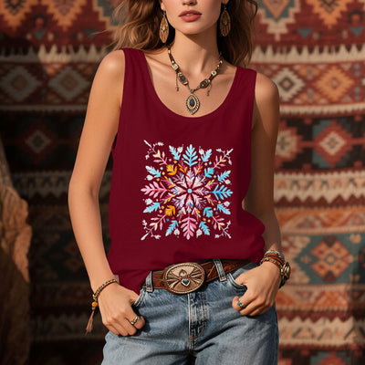 Olivenorma Bunte Mandala-Blumen-Sommer-T-Shirts für Frauen, spirituelles Tanktop - image 10