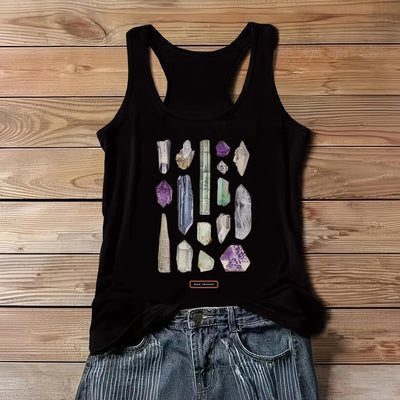 Olivenorma "BERGKRISTALLE" Mineralien Rohsteine Edelsteine Damen Ärmelloses T-Shirt   - Schwarz - 3XL - image 5
