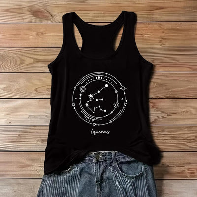 Olivenorma 12 Sternbilder Sternzeichen Sternkarte Schwarz T-Shirts Tank Top - Wassermann - 3XL - image 11