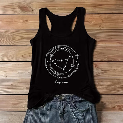 Olivenorma 12 Sternbilder Sternzeichen Sternkarte Schwarz T-Shirts Tank Top - Steinbock - 3XL - image 10