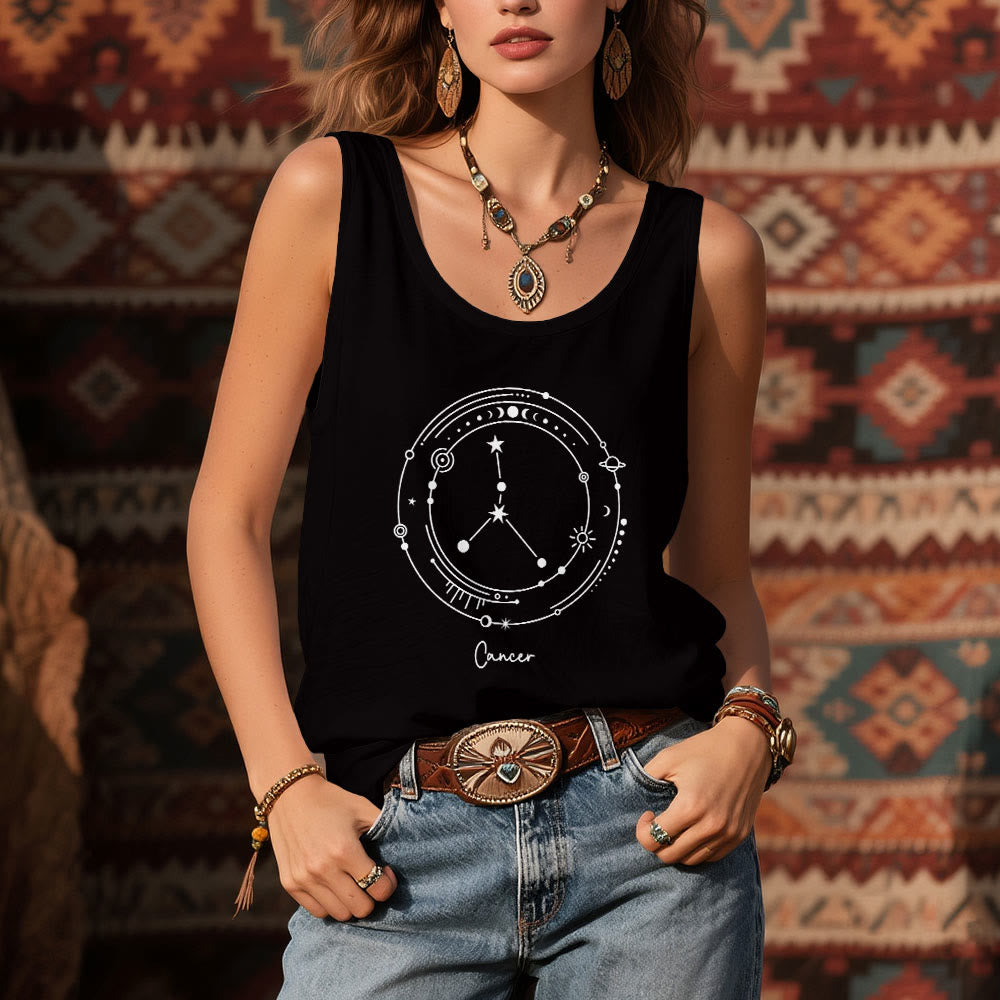 Olivenorma 12 Sternbilder Sternzeichen Sternkarte Schwarz T-Shirts Tank Top - image 2