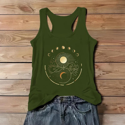 Olivenorma Mond und Sonne Mystisches Mondphasen-Tanktop Boho Ärmelloses T-Shirt - Grün - 3XL - image 11
