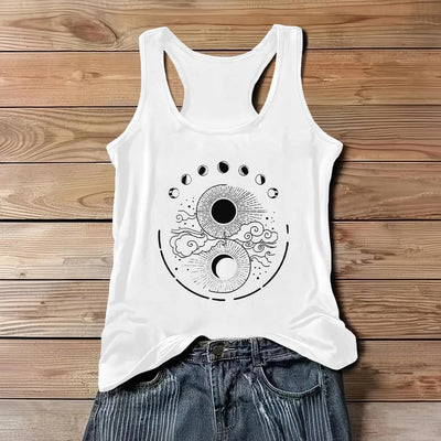 Olivenorma Mond und Sonne Mystisches Mondphasen-Tanktop Boho Ärmelloses T-Shirt - Weiß - 3XL - image 5