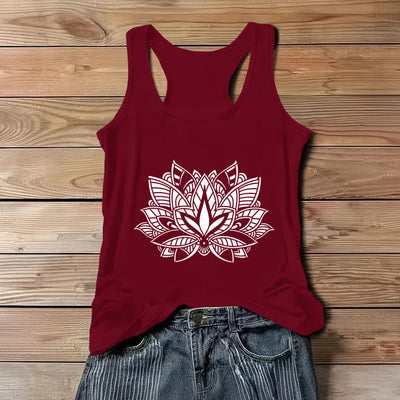Olivenorma Lotusblume Yoga Mandala Tank Top - Rot - 3XL - image 1
