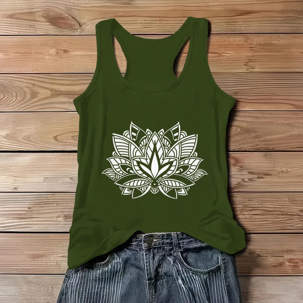 Olivenorma Lotusblume Yoga Mandala Tank Top - Grün - 3XL - image 9