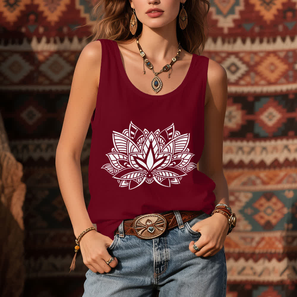 Olivenorma Lotusblume Yoga Mandala Tank Top - image 2
