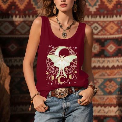 Olivenorma Boho Celestial Moon Phase Luna Moth Tank Top - image 8