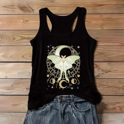 Olivenorma Boho Celestial Moon Phase Luna Moth Tank Top - Schwarz - 3XL - image 3