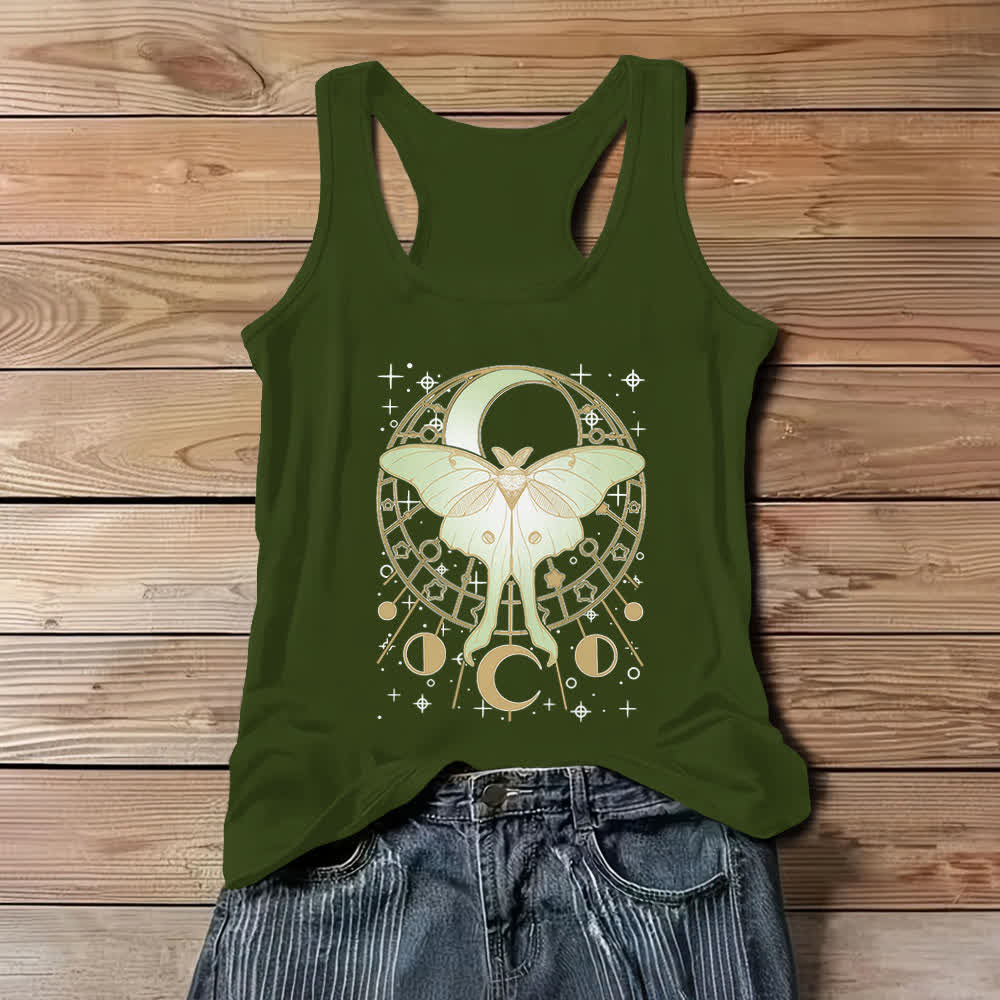 Olivenorma Boho Celestial Moon Phase Luna Moth Tank Top - Grün - 3XL - image 9
