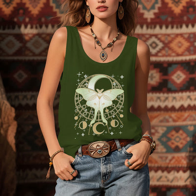 Olivenorma Boho Celestial Moon Phase Luna Moth Tank Top - image 10